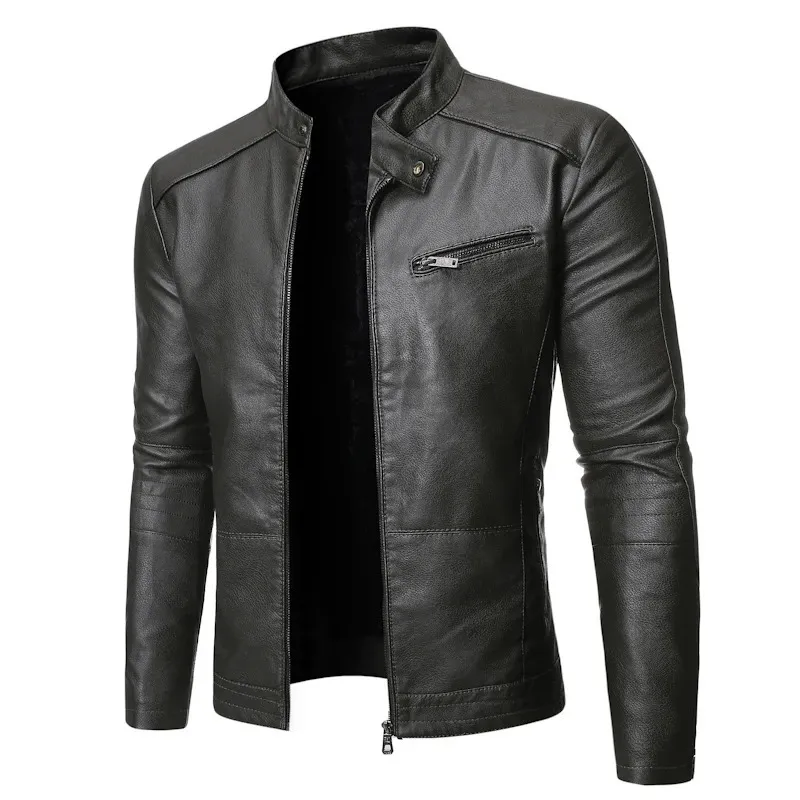 PU Casual Leather Jacket Men Spring herfstjas motorfiets Biker Slim Fit Outwear Manne Black Blue Clothing Plus Size S-3XL240304