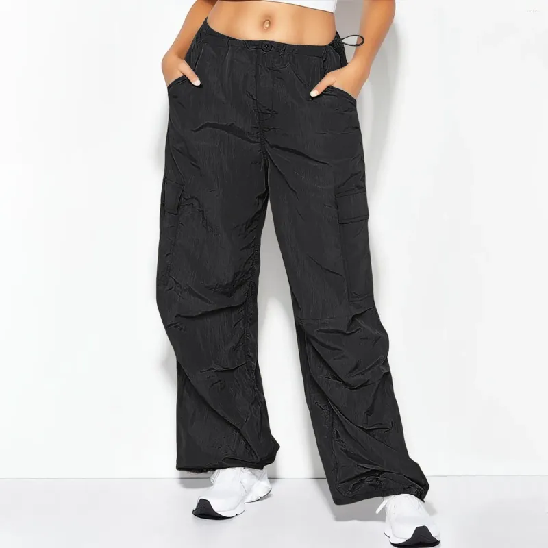 Pantalons pour femmes Vêtements esthétiques Femme Loisirs Couleur pure Cordon réglable Sport Cargo Multi Pocket Design Pantalon femme grand