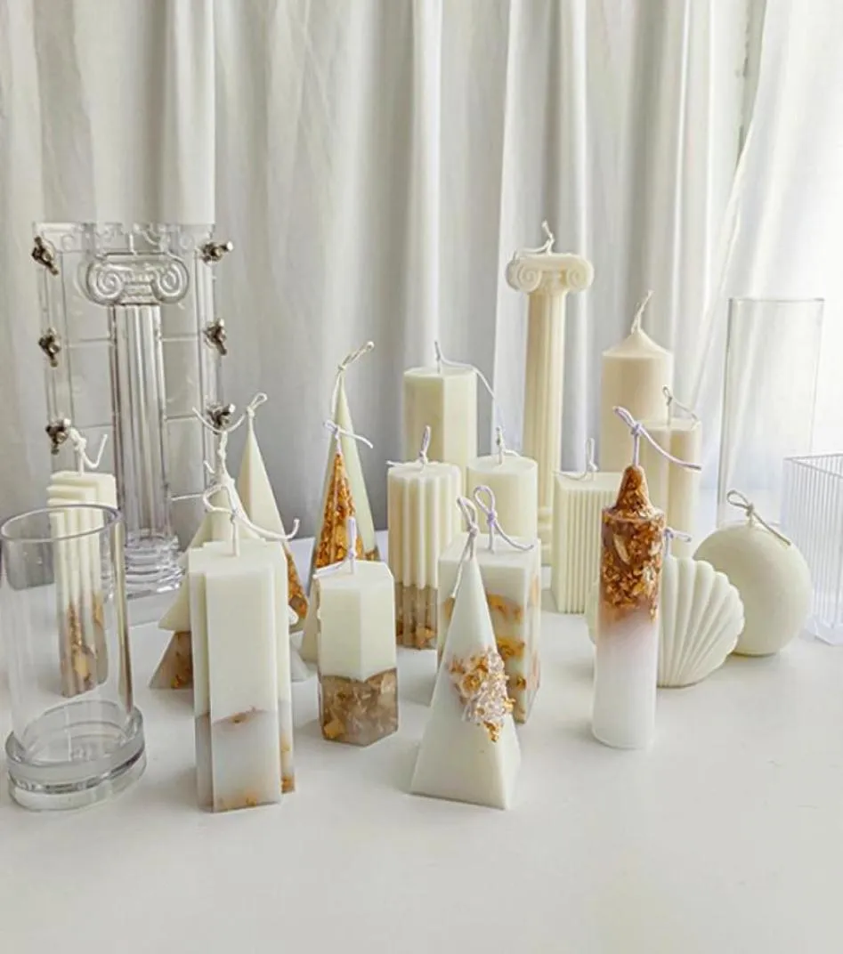 Outils d'artisanat 1 pièces moules de bougies pour la fabrication de piliers carrés cylindres en plastique bricolage artisanat plâtre plâtre moule 4634837