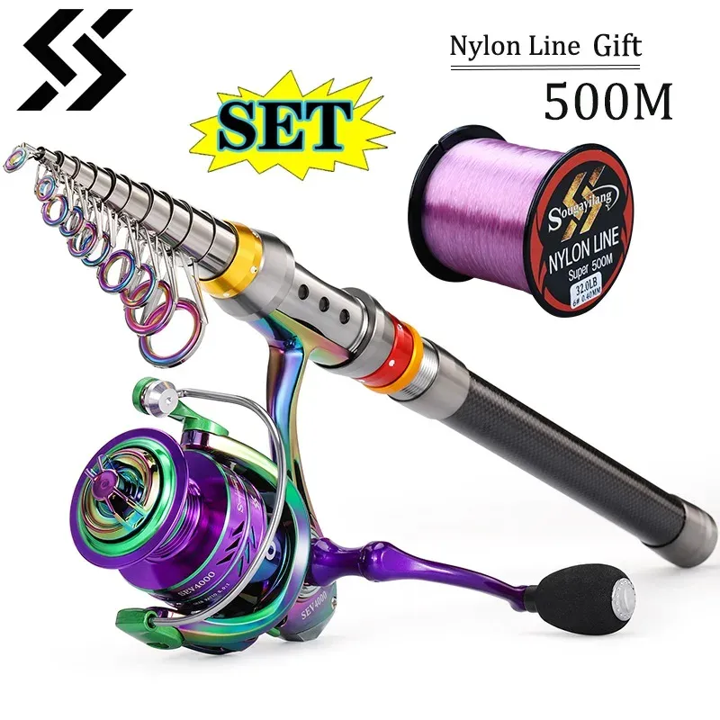 Combo Sougayilang Spinning Pissing Rod Combo 1.83.6M Telescopic Tod 5.0: 1 High Speed 8kg Max Drag Reel Travel Fishing Combo