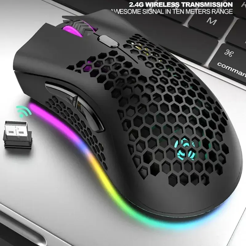 Мыши Беспроводная мышь USB 2,4G Беспроводная RGB Оптическая сотовая игровая мышь Эргономичная оптическая бесшумная беспроводная мышь для бизнеса и офиса