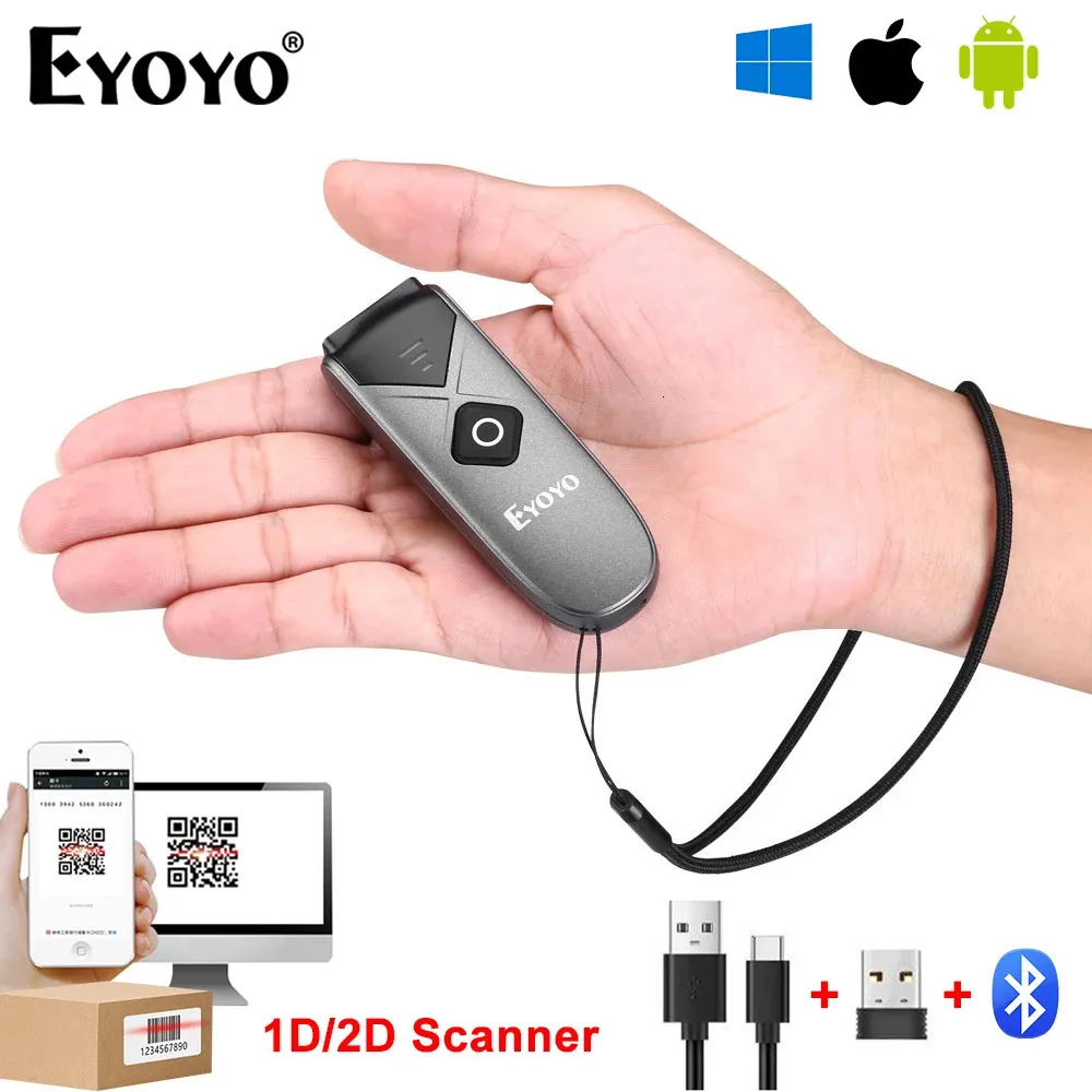 thumbnail image 2 of Eyoyo Mini Bluetooth Barcode Scanner – Portable 2D Wireless & USB, Long Battery Life For Inventory 2 of 5