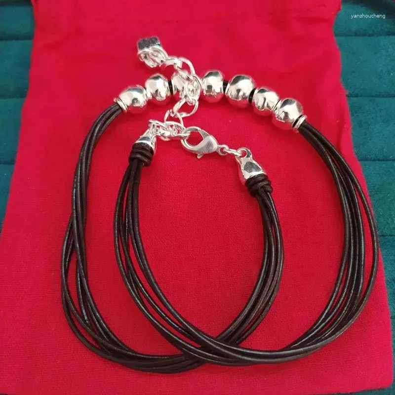 Anhänger Europäischen und Amerikanischen Original Mode Galvanik 925 Silber Seil Kette Charm Perlen Armband Urlaub Schmuck Geschenk
