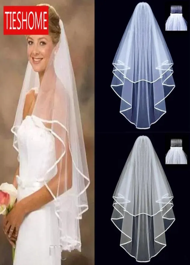 Veli da sposa semplici veli da sposa corti in tulle due strati con pettine bianco avorio velo da sposa sposa matrimonio accessori da sposa8809695