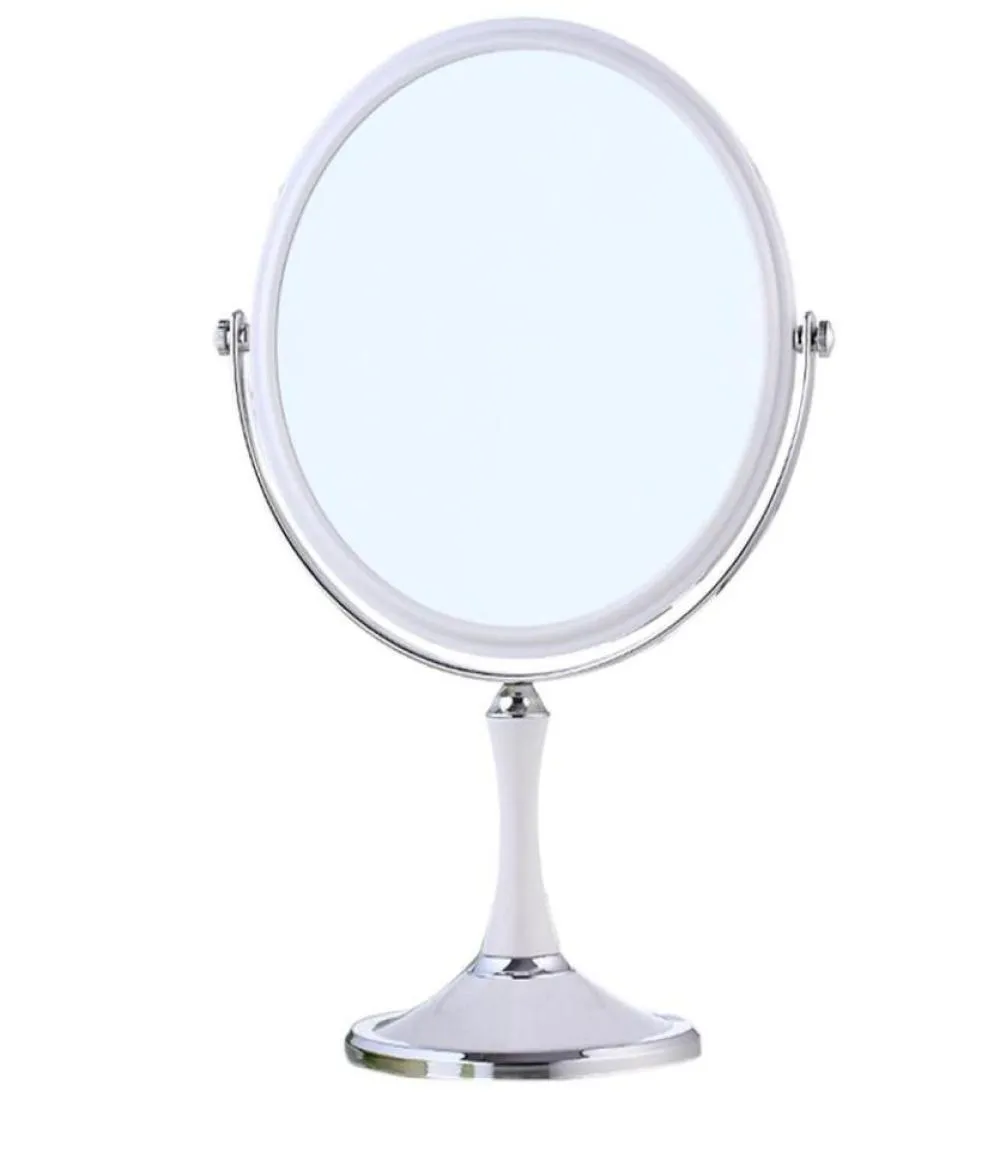 8inch Large European Fashion Dressing Cosmetic Makeup Magnifying Doublesided Table Mirror Elliptical Mirror White8723300
