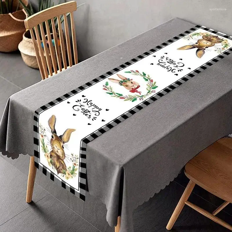 Nappe de Table de pâques, couverture décorative de vacances avec motifs imprimés, tapis de décoration Long pour cuisines, fêtes à manger