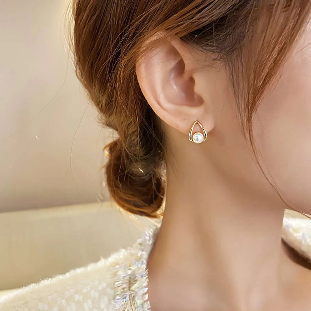 S sier nål, koreanska enkla pärlörhängen, mångsidig, high end, unik design, lätt stil och örhängen