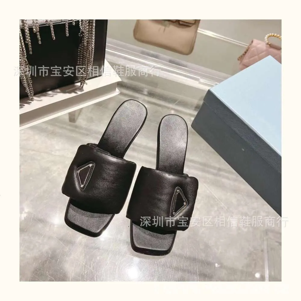 Slippers High Version P Family Velcro Flip Flop with Middle Heel Women’s Sandals ، Trend New Summer Leather Fashion for Women in 2024