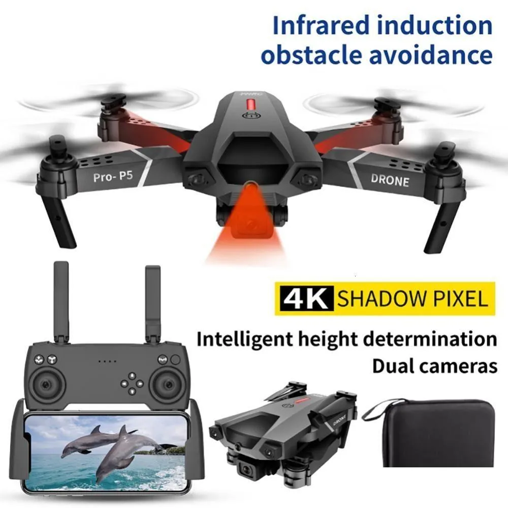 Intelligente Uav P5 Drone Professionele 4K Dual Hd Camera Antenne Fpv Wifi Pography Infrarood Rc Quadcopter Helikopter Opvouwbaar Cadeau Speelgoed Dhz2S
