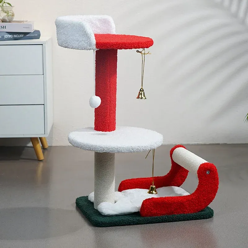 Tiragraffi Slitta di Natale Raschietti per alberi di gatti Tiragraffi a torre Habitat Mobili Gatti Alberi Forniture Scratch Pet Toy Bed Scratching Training