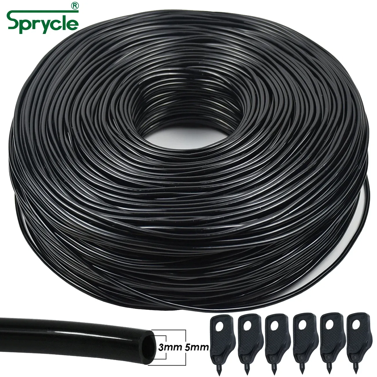 Sprutor Sprycle 5140m 3/5mm PVC Slang Mikro DRIP Irrigation System w/Puncher 1/8 '' Trädgårdsrörrör PIRROW DRIPPER Växter växthus