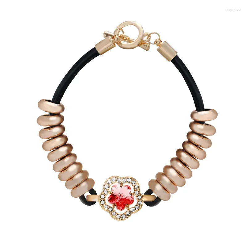 Bracelets à maillons BN-00192 articles pour femmes, Bracelet à fleurs en cristal plaqué or, accessoires pour femmes, cadeau de Thanksgiving pour maman