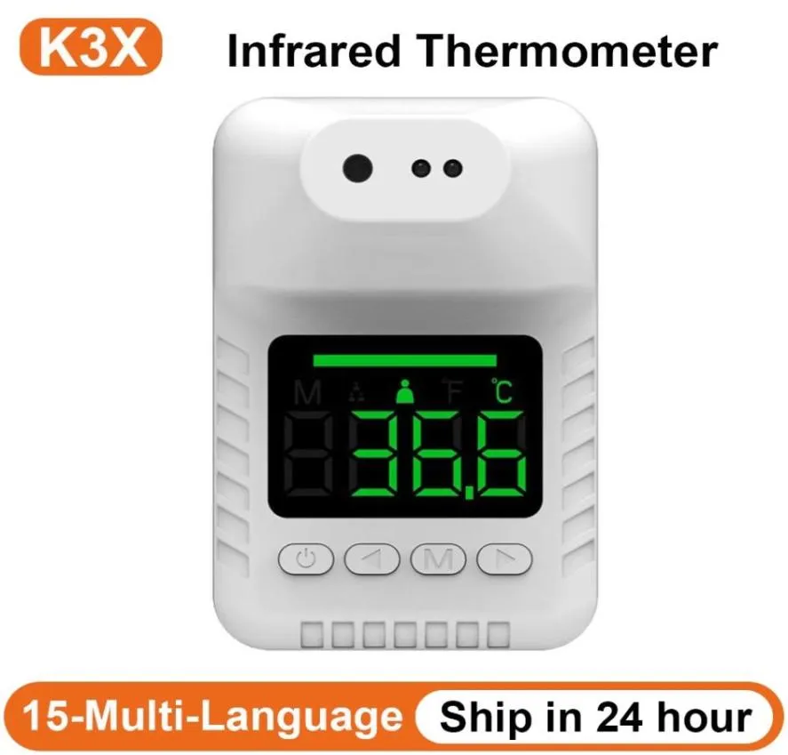 K3X Infrared Thermometer Automatic Temperature Sensor Wallmounted Digital LCD Display Noncontact Hands For Office School2196828