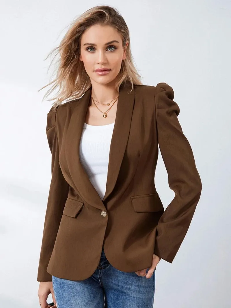 女性用ジャケット春秋のブレザーコート長い袖のソリッドカラー
