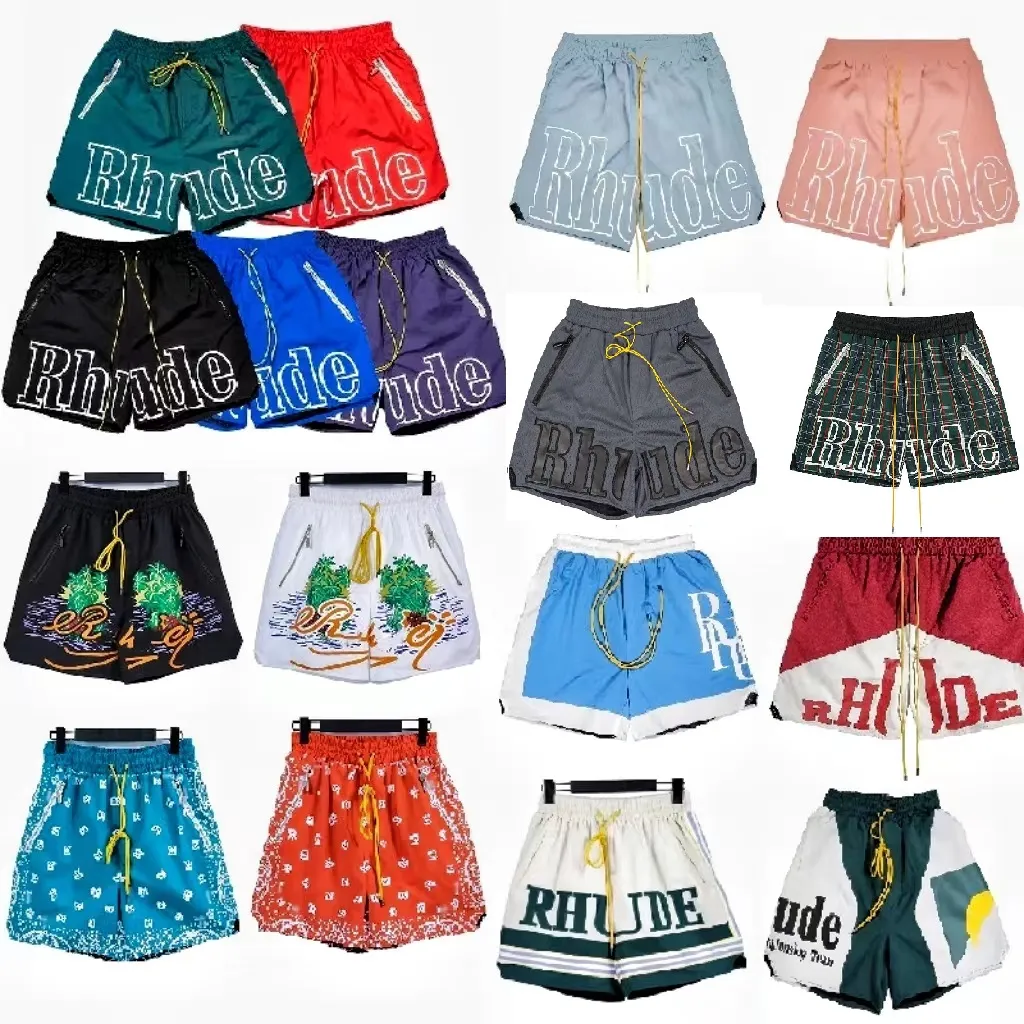 Designer Shorts Rhude Shorts Summer Fashion Beach Pants Män högkvalitativt gata slit