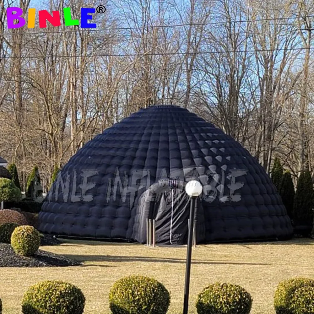 Tente igloo gonflable géante noire personnalisée 10mD (33 pieds), chapiteau à dôme d'air extérieur/auvent de fête de mariage à vendre