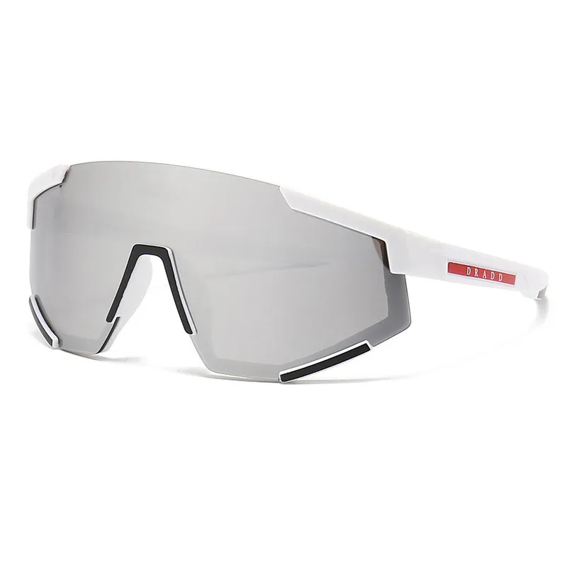 Designer-Schild-Sonnenbrille, weißes Visier, roter Streifen, Herren- und Damen-Fahrradbrille, Herrenmode, polarisierte Sonnenbrille, Outdoor-Sport, Laufbrille mit Paket