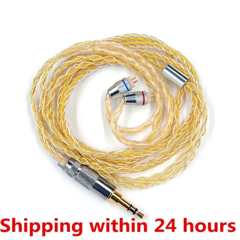 Hörlurar KZ EARPHONES GOLD SILVER Mixed Plated Upgrade Cable Hörlurtråd för ZS10 Pro ZSN AS10 AS06 ZST ES4 ZSN Pro BA10 ES4 ZSX C12