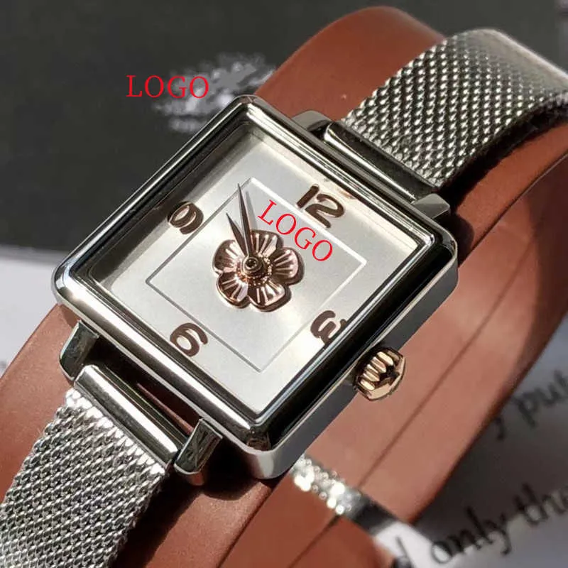 32% OFF watch Watch Kou Jia three color camellia flower Chi cow hide small square sugar girls fashion quartz steel band Camellia Flower Square