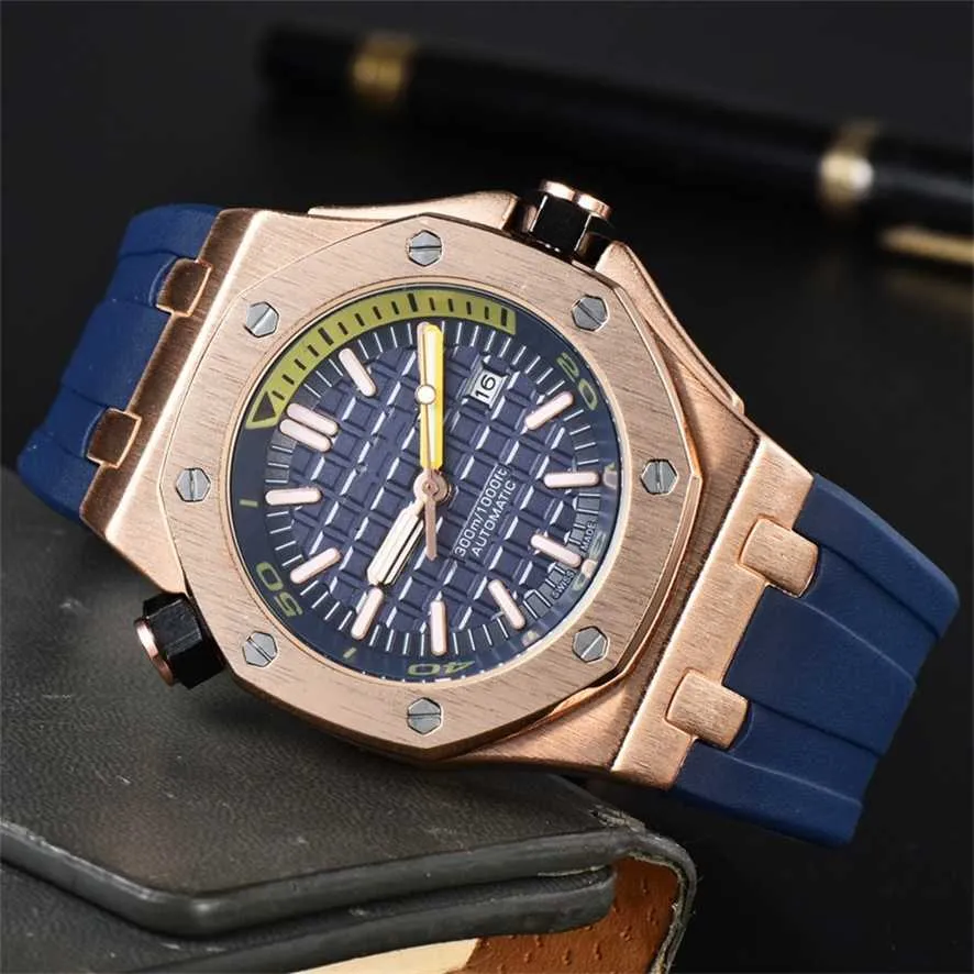 56% OFF Montre Montre Aude Hommes Hommes Trois aiguilles Quartz Top Luxe Horloge Ceinture En Caoutchouc Mode Montre de luxe Type