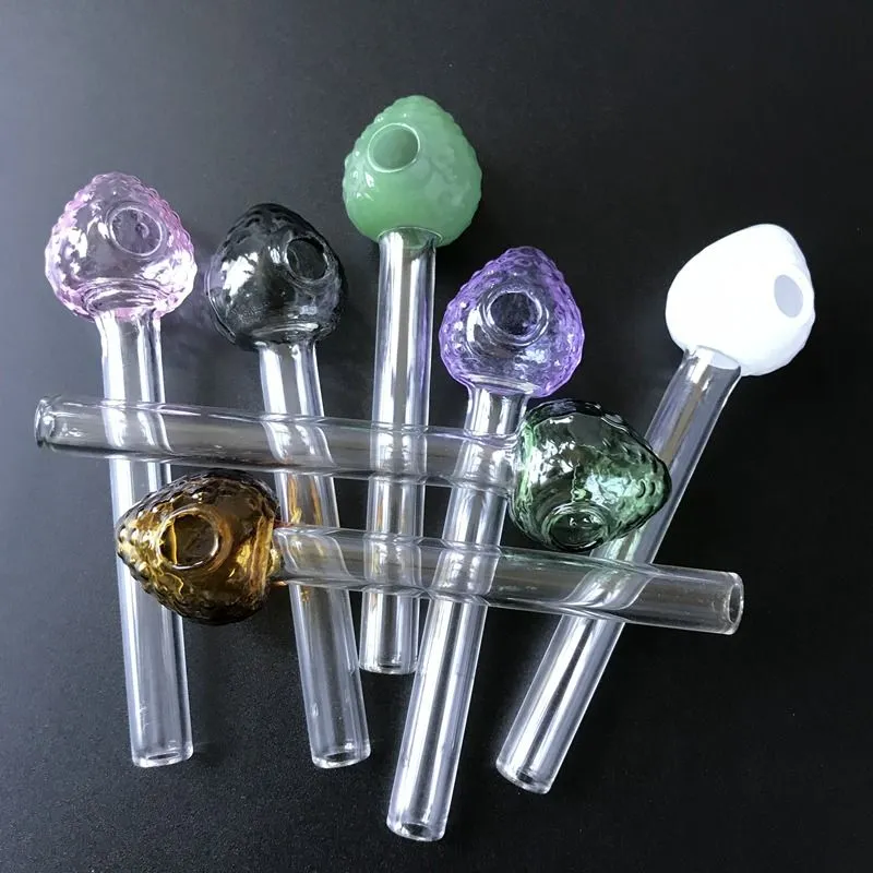 Mini Glass Pipes Strawberry Smoking Hand Pipe Straight Tube Glass Pyrex Oil Burner Pipes For Tobacco Smoking SW42