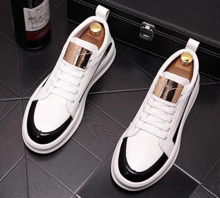 Klassieke Witte Schoenen Met Pailletten Lichtgewicht Sneakers Designer Schoenen Heren Zakelijke Sport Jurk Bruiloft Schoenen Antislip Veters Casual Dikke Bodem Loafers