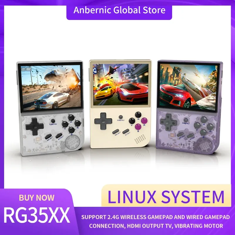 Giocatori Anbernic Nuovo RG35XX Supporto per console di gioco da 3,5 pollici Gamepad wireless 2.4G e connessione gamepad cablata Sistema Linux Giocatore di gioco