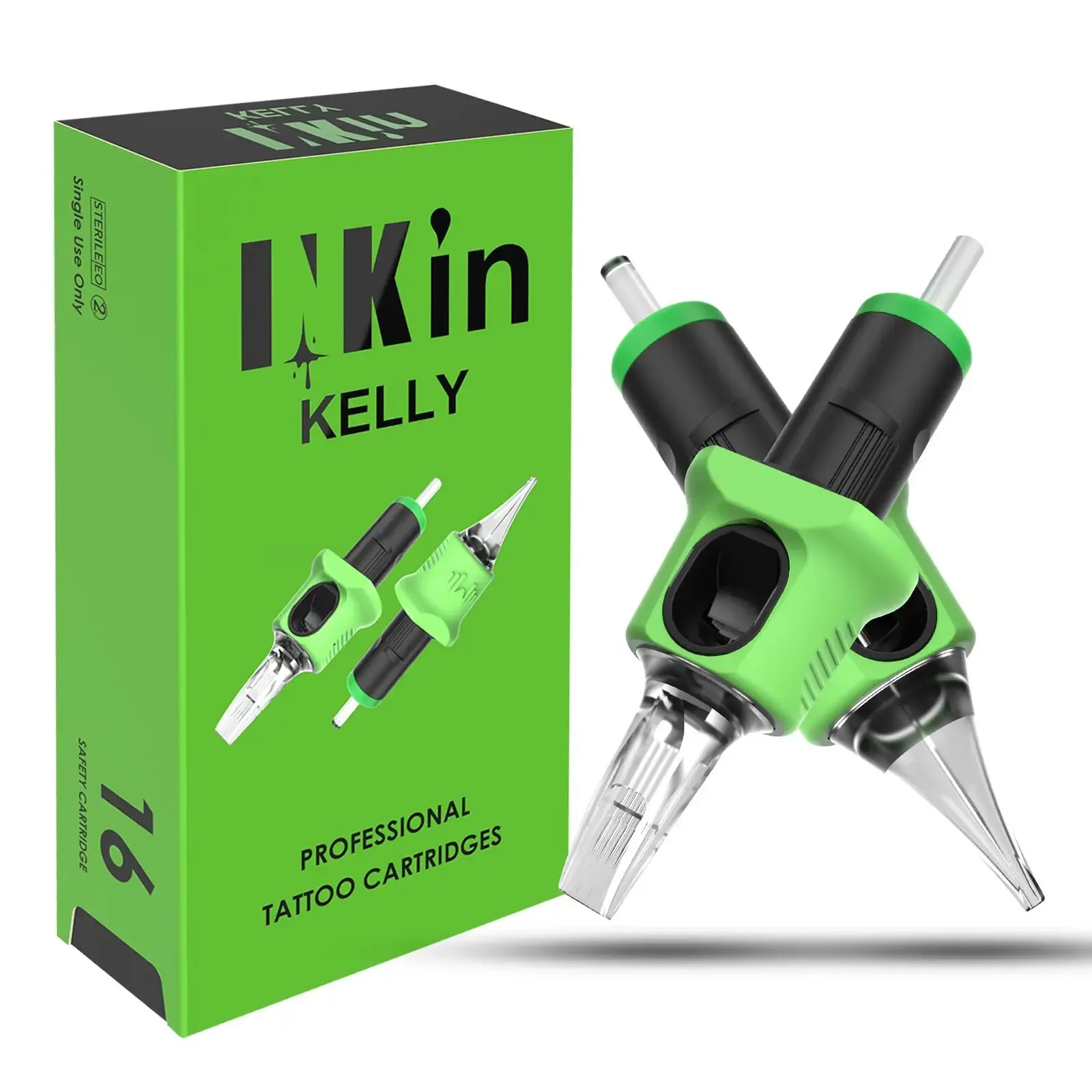 Needles Inkin Kelly Cartridge Needles Rl Rs M1c M1 Tattoo Needles Safety Membrane for Cartridge Tattoo Hines 16 Pcs/box