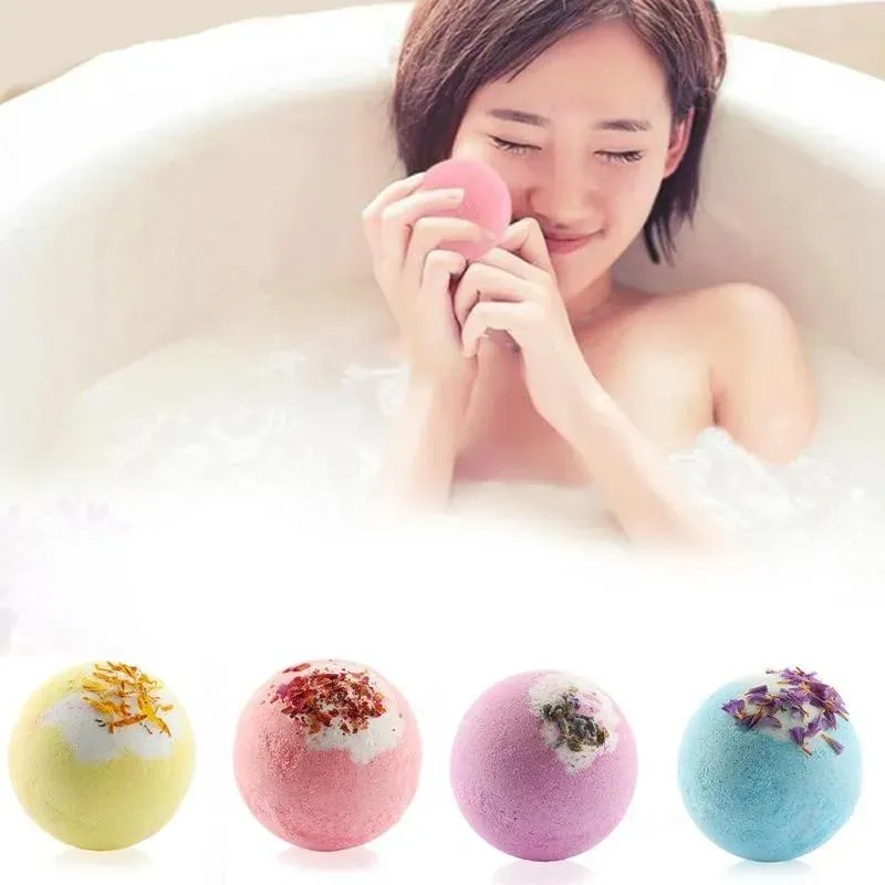 Bubble Bath Bomb with Dry Flower Explosion Natural Floral Oils Bathbombs Fizzers Shower Steamers Bathing Deep Sea Salt Ball YL0313