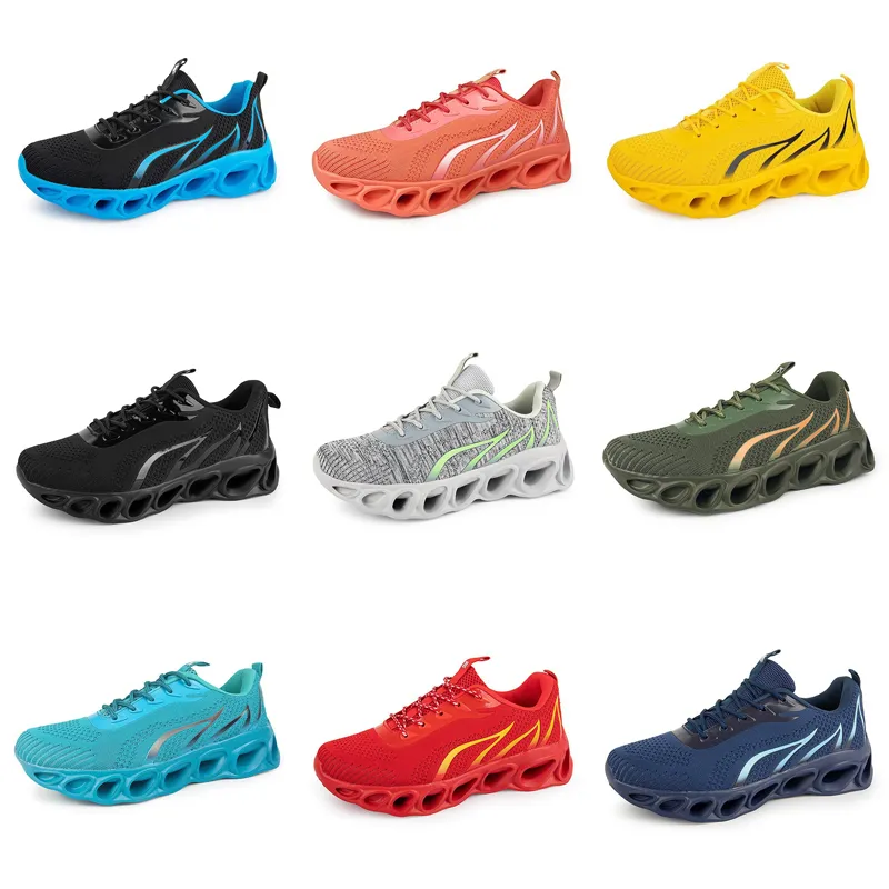 Homens Mulheres GAI Correndo Sapatos Plataforma Sapatos Cinco Preto Azul Marinho Luz Amarelo Mens Treinadores Esportes Outdoor Sneaker