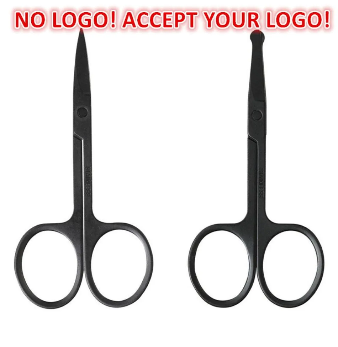 Black Stainless Steel Hair Scissors Eyebrows Nose Hairbeard Scissor Beauty Tool Hairdressers accept your logo printing9785845