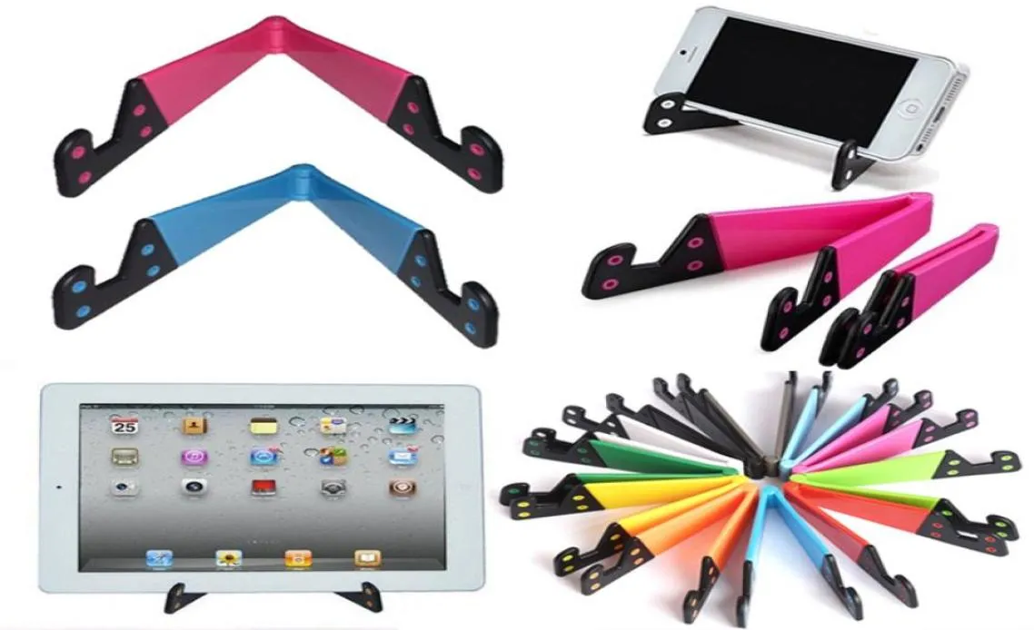 Colorido Folda V Em Forma Universal Dobrável Suporte Do Telefone Celular Portátil Tablet PC Dobrável Pad Telefone Móvel Mãos Holde7303008