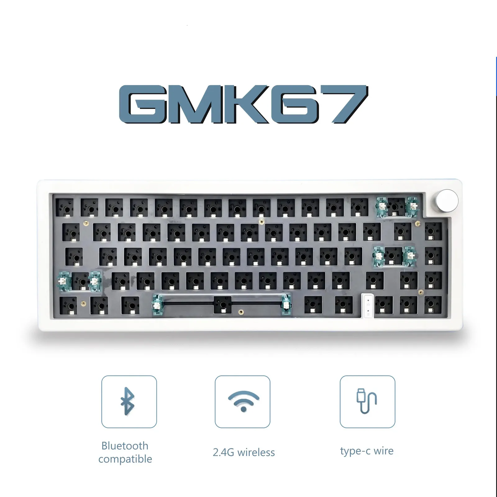 Комплект механической клавиатуры, сменная 3mod Bluetooth 24G, беспроводная прокладка с RGB-подсветкой, структура 240229