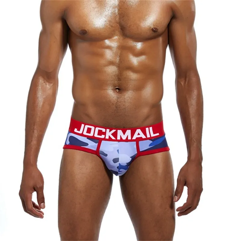 JOCKMAIL брендовое сексуальное мужское нижнее белье с низкой талией, дышащие трусы с принтом JM321