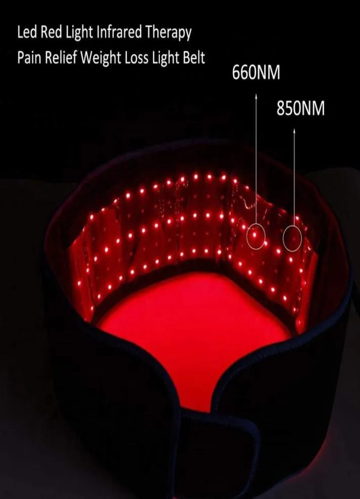 赤い赤外線LED光療法ベルト850NM 660NM背疼痛リリーフベルト減量スリミングマシンウエストヒートパッドマッサージャー1101358