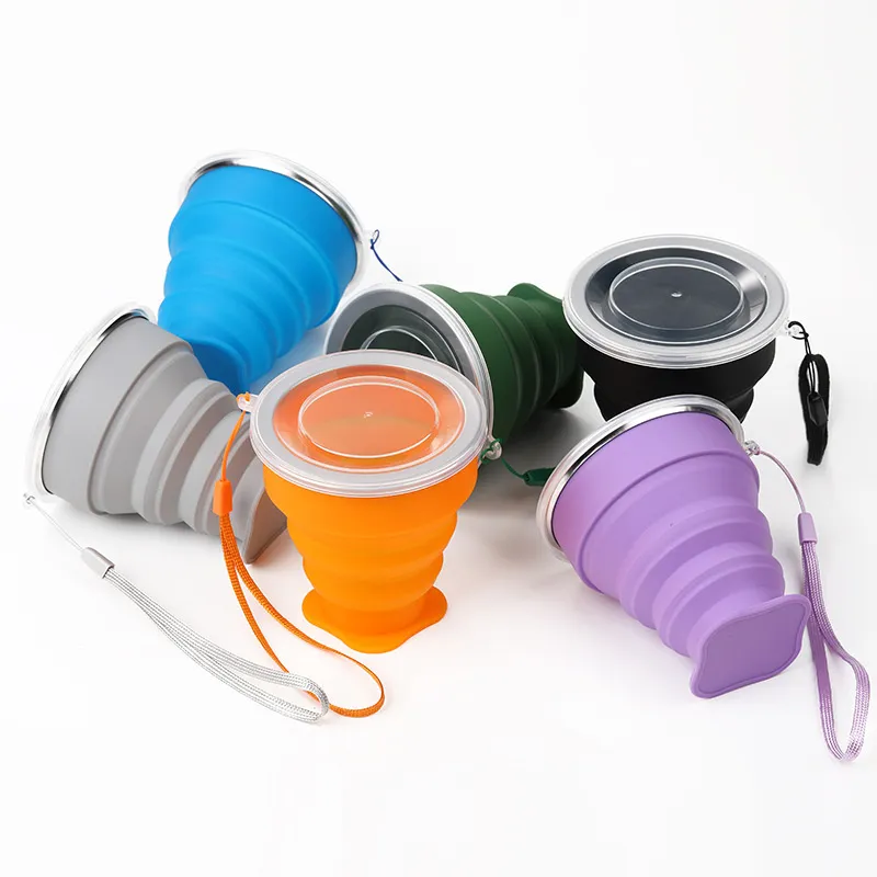 Tasses rétractables en Silicone portables en plein air tasses à boire pliables voyage Camping tasse d'eau télescopique pliante par mer T9I002580