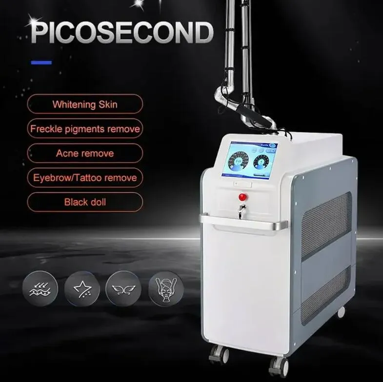 Puissant laser picoseconde Tcoloré/noir pour enlever les tatouages, taches de rousseur, lavage des pigments, élimination des taches de naissance Nd Yag, élimination des taupes Pico laser Machine