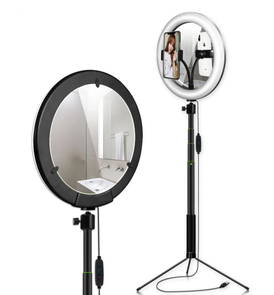 Ring Light With Tripod Stand Phone Holder Kit 26cm10inch Po Ring Lamp For Makeup Live Stream YouTube Video With Mirror7936308