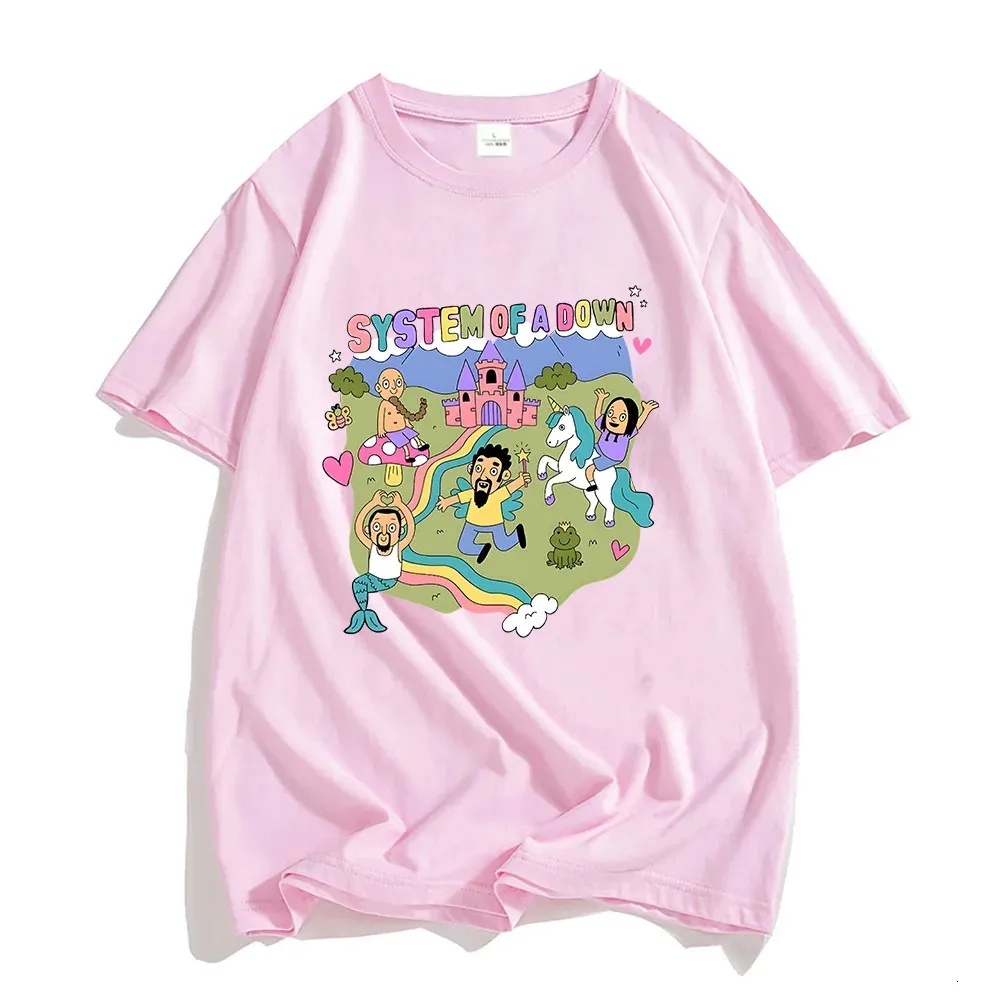System of A Down Band T-shirt100% algodón Camiseta suave de alta calidad Camiseta para hombre de dibujos animados de talla grande Camiseta masculina Rock Streetwear Tees 240219