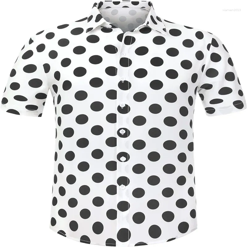 Men's Casual Shirts 2024 Shirt Loose Short-sleeved Polka Dot Geometric Spring And Summer Daily Wear Top Fashion Button Design