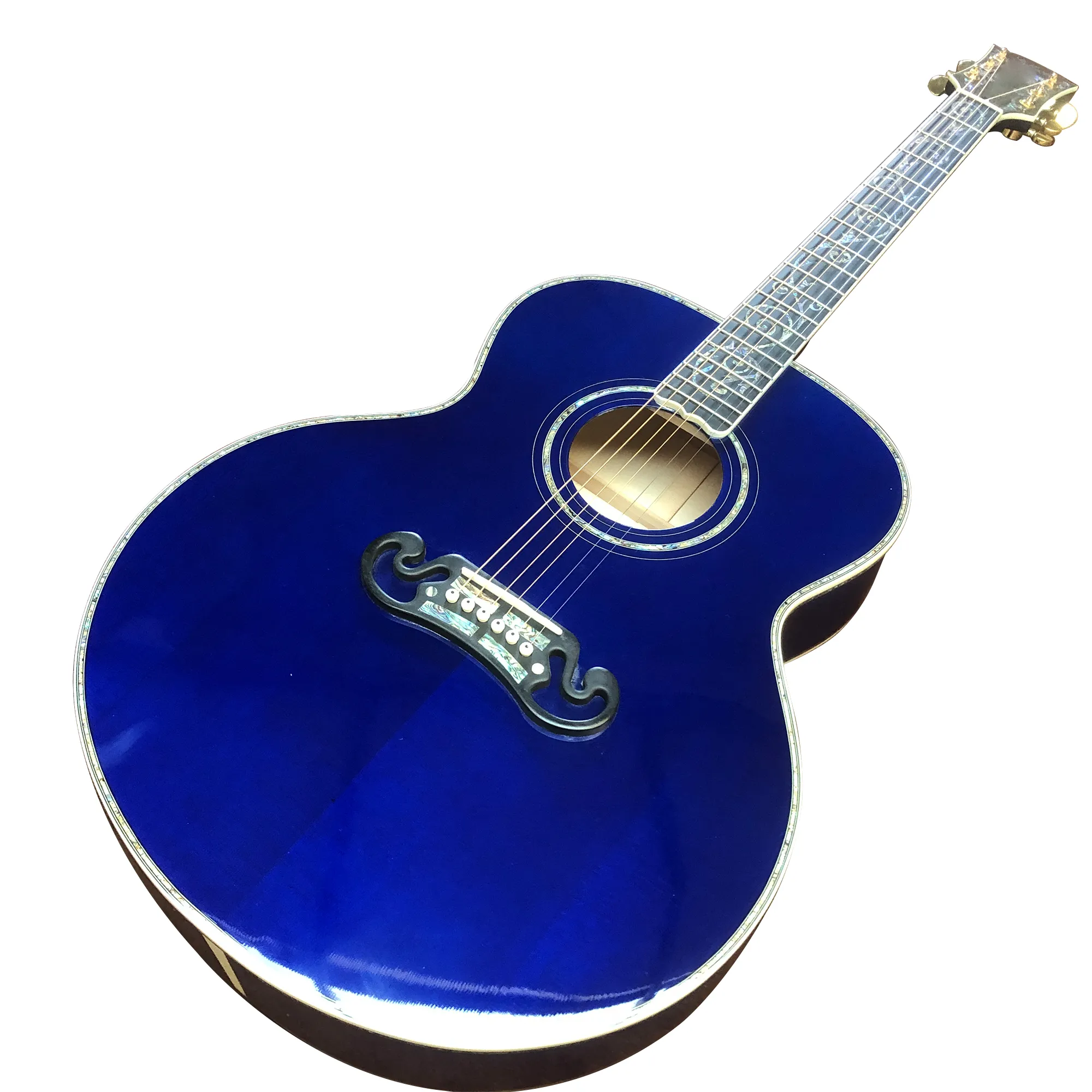 Guitarra acústica de madeira maciça com perfil de madeira maciça azul celeste série J200 de 43 polegadas