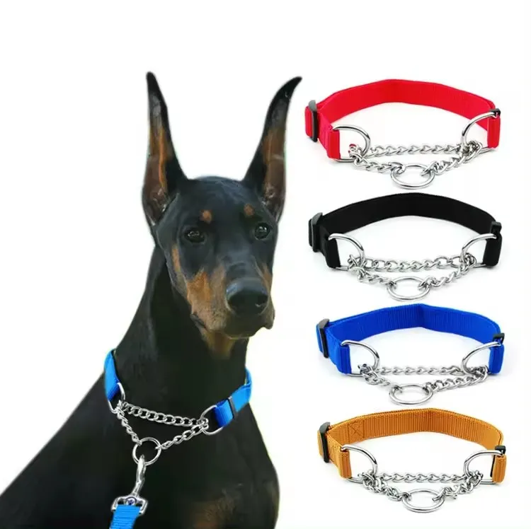 Colliers réglables pour chiens, couleur unie, chaîne à starter en P, collier d'entraînement pour chiens de compagnie, offre spéciale