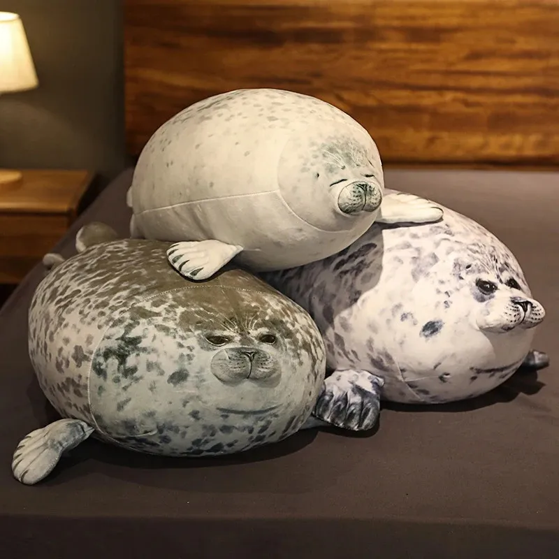 20/30/40/60 cm Angry Blob Seal Pillow Seal Plush 3D Novelty fylld docka mjukt djur hav lejon baby sovande leksaksgåvor för barn 240228