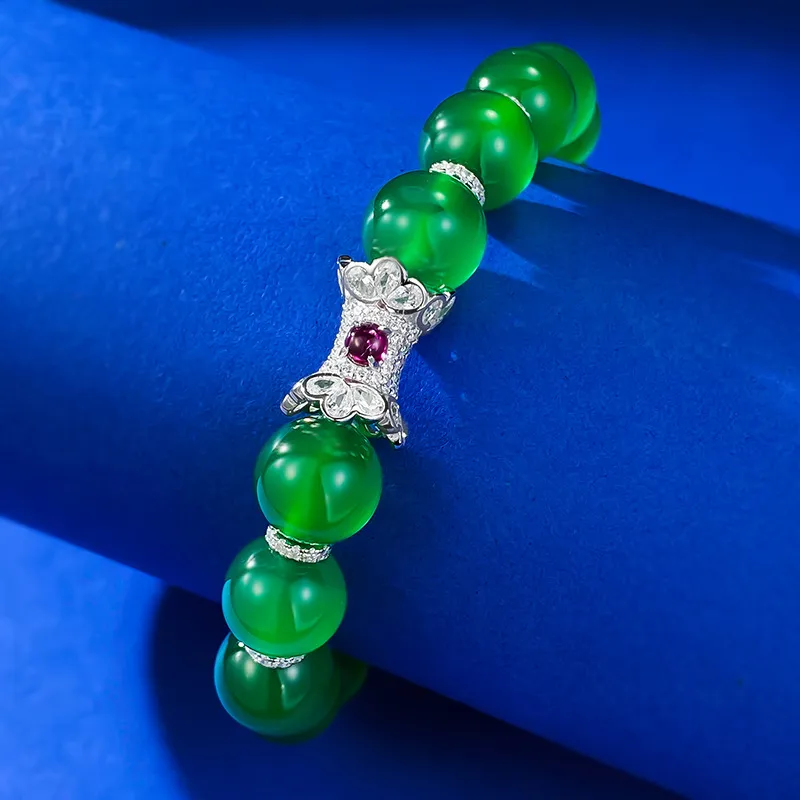 سوار Bangle Bangle Vintage Crown Jade Diamond 100 ٪ حقيقي 925 أساور الزفاف الفضية الاسترليني للنساء هدية مجوهرات المشاركة