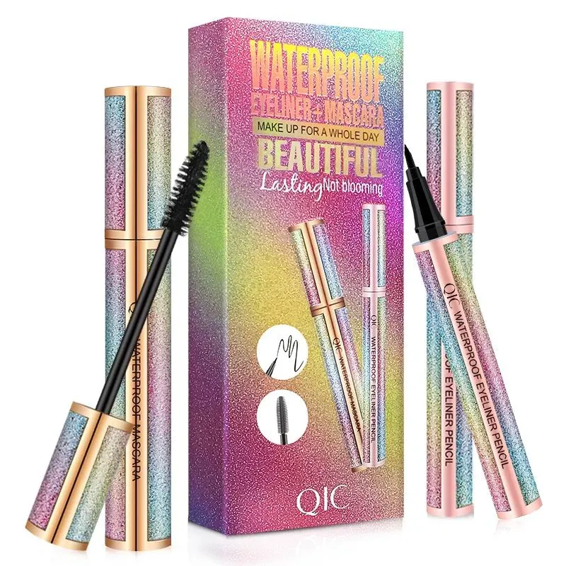 Kit de crayon eye-liner liquide Mascara fibre 4D maquillage imperméable noir Mascara ciel étoilé QIC Volume cils épais longue durée yeux 11 LL