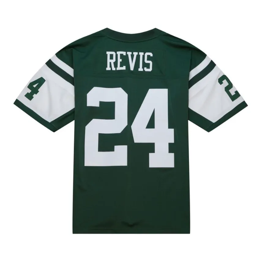 Costurado Futebol Jersey 24 Darrelle Revis 2009 Malha Verde Retro Rugby Jerseys Homens Mulheres S-6XL