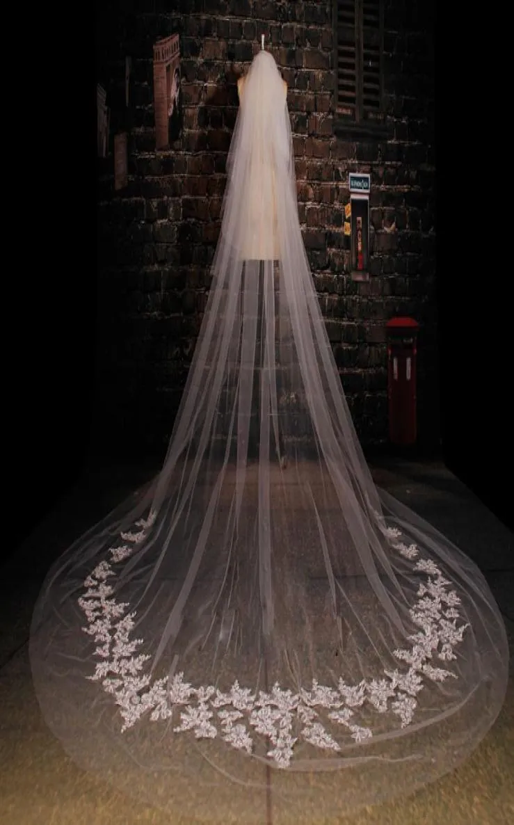 Veli da sposa economici in magazzino 3 stili applicati velo da cattedrale a uno strato bianco accessori da sposa di alta qualità1967725