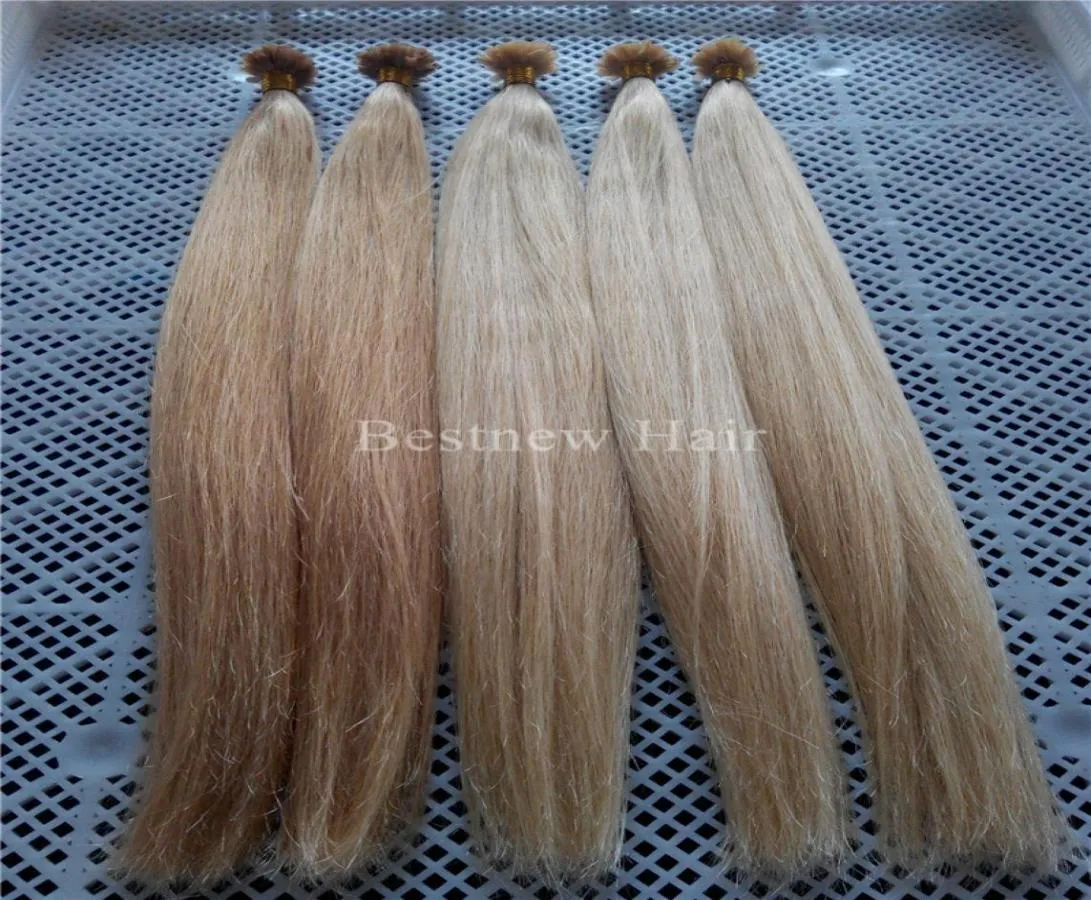 LUMMY Kératine Nail U Tips INDIAN REMY Extensions de cheveux 18quot20quot22quot24quot 27 Blond Miel et 613 Blond Bleach Stra2627217