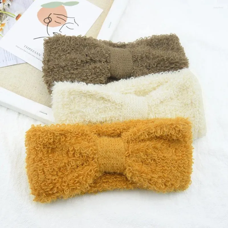 Acessórios de cabelo Turbante infantil de pelúcia de malha headband bowknot outono e inverno capuz de calor veludo