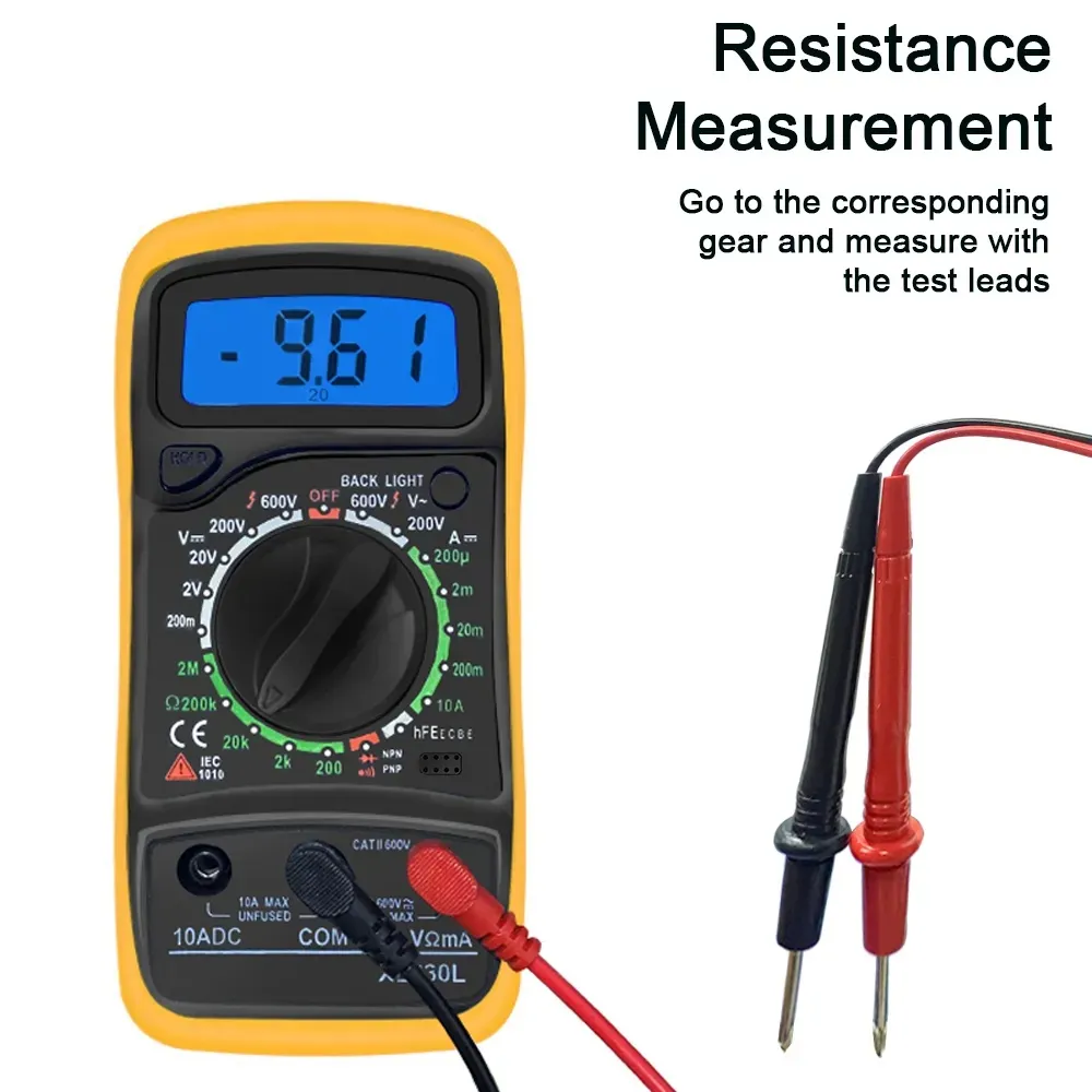 XL830L Multimetro digitale portatile Retroilluminazione LCD Amperometro AC/DC portatile Voltmetro Ohm Tester di tensione Multimetro